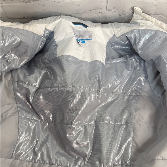 COLUMBIA Women's Tipton Peak Hooded Insulated Jacket White Gray OMNI TECH - Picture 9 of 12